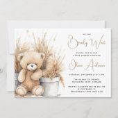 Invitation Boho Bear Pampas Grass Bearly Wait Baby shower (Devant)