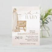 Invitation boho Bear pampas herbe baby shower fleuri (Debout devant)