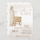 Invitation boho Bear pampas herbe baby shower fleuri (Devant / Derrière)