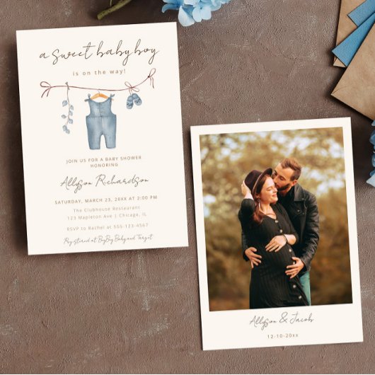 Invitation Boho bébé vêtements doux bébé garçon baby shower