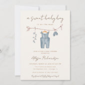 Invitation Boho bébé vêtements doux bébé garçon baby shower (Devant)