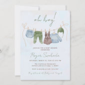 Invitation Boho bébé vêtements doux bébé garçon baby shower (Devant)