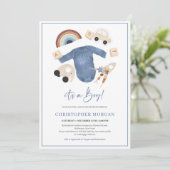 Invitation Boho bébé vêtements et jouets en bois arc-en-ciel (Debout devant)