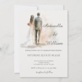 Invitation Boho beige avec mariage de mariés (Devant)