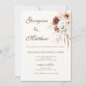 Invitation Boho beige avec mariage de mariés (Devant)