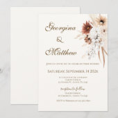 Invitation Boho beige avec mariage de mariés (Devant / Derrière)
