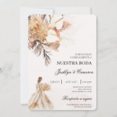 Invitation Boho beige avec mariée Mariage espagnol (Devant)