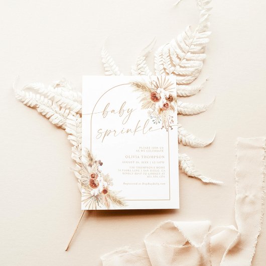 Invitation Boho Beige Baby Sprinkle Douche