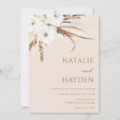Invitation Boho Beige Blanc Floral Toutes les saisons Mariage (Devant)