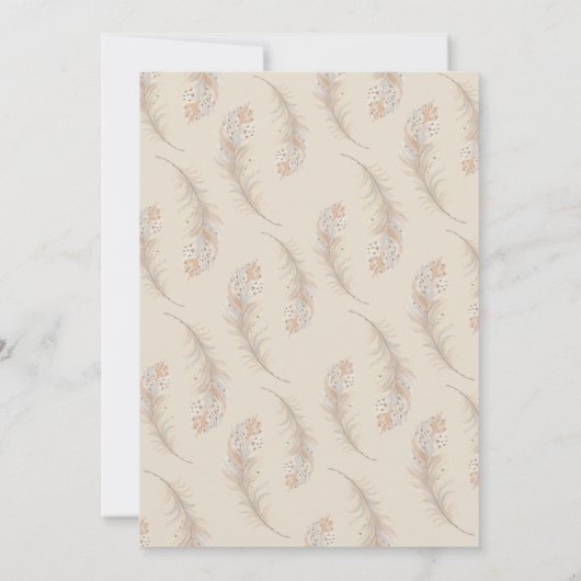 Invitation Boho Beige Boho en plumes classiques (Dos)