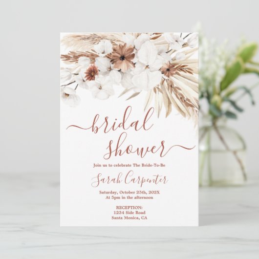 Invitation Boho Beige Bridal Douche (Debout devant)