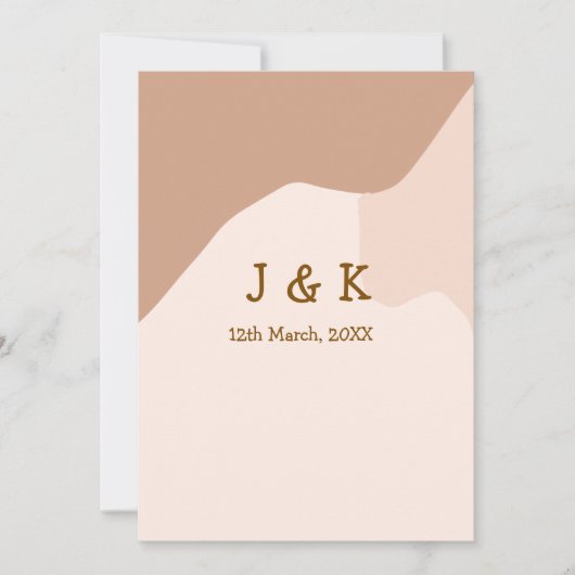 Invitation Boho beige curvy orange nom mariage date (Devant)
