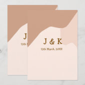 Invitation Boho beige curvy orange nom mariage date (Devant / Derrière)