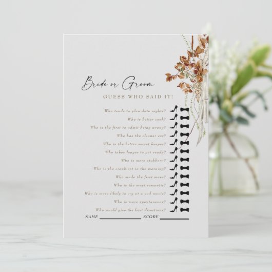 Invitation Boho Beige Devine Qui A Dit Qu'Il Douche Jeu (Debout devant)