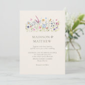 Invitation Boho Beige Fleur sauvage Mariage (Debout devant)