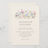 Invitation Boho Beige Fleur sauvage Mariage (Devant / Derrière)
