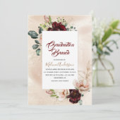 Invitation Boho Beige Fleurs d'aquarelle brunch de graduation (Debout devant)