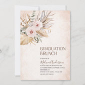 Invitation Boho Beige Fleurs d'aquarelle brunch de graduation (Devant)
