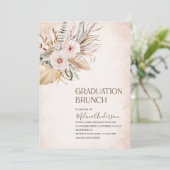 Invitation Boho Beige Fleurs d'aquarelle brunch de graduation (Debout devant)