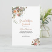 Invitation Boho Beige Fleurs d'aquarelle brunch de graduation (Debout devant)