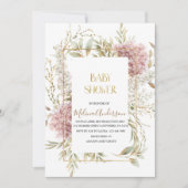 Invitation Boho Beige Fleurs or aquarelle baby shower (Devant)