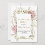 Invitation Boho Beige Fleurs or aquarelle or graduation br (Devant)