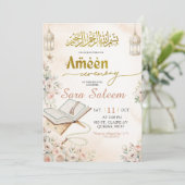 Invitation Boho Beige Floral Ameen Ceremony (Debout devant)