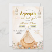 Invitation Boho Beige Floral Aqeeqah (Devant)