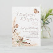 Invitation Boho Beige Floral Baisers Baby shower (Debout devant)