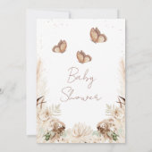 Invitation Boho Beige Floral Baisers Baby shower (Dos)