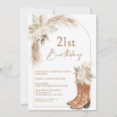 Invitation Boho Beige Floral Boots 21e anniversaire (Devant)