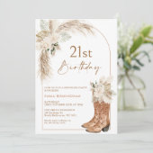 Invitation Boho Beige Floral Boots 21e anniversaire (Debout devant)