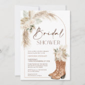 Invitation Boho Beige Floral Boots Fête des mariées (Devant)