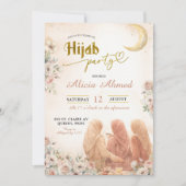 Invitation Boho Beige Floral Hijab Fête (Devant)