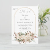 Invitation Boho Beige Floral Mariage 3 (Debout devant)