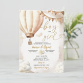 Invitation Boho Beige Hot Air Balloon Garçon Fille Genre Révé (Debout devant)