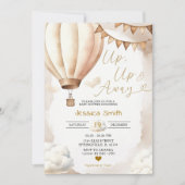 Invitation Boho Beige Hot Air Ballotte vers le haut Baby show (Devant)