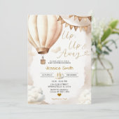 Invitation Boho Beige Hot Air Ballotte vers le haut Baby show (Debout devant)