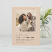 Invitation Boho Beige Modern Script 2 Photo QR Code Mariage (Debout devant)