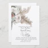 Invitation Boho Beige Pampas Aucun Parent Écru Mariage (Devant / Derrière)