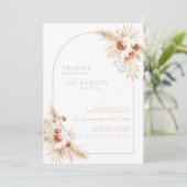 Invitation Boho Beige Pampas Grass Mariage (Debout devant)