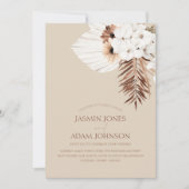Invitation Boho Beige Pampas Grass Orchid Mariage (Devant)