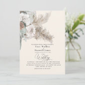 Invitation Boho Beige Pampas Pas de parents Mariage (Debout devant)