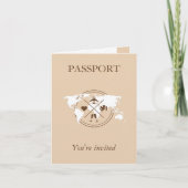 Invitation Boho Beige Passeport Destination Mariage Invitatio (Devant)