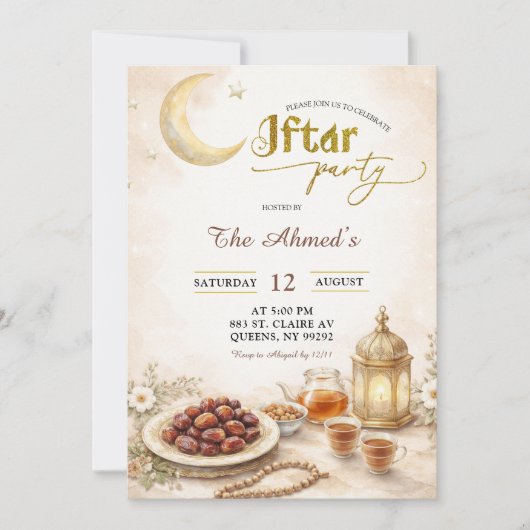 Invitation Boho Beige Ramadan Iftar Party (Devant)