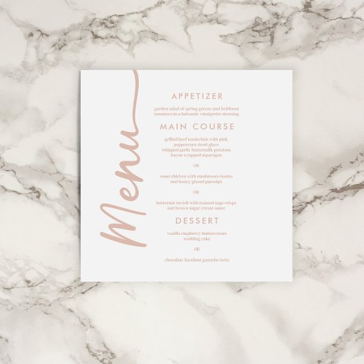 Invitation Boho Beige + Terracotta Brown Menu Mariage tendanc