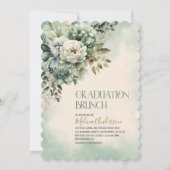 Invitation Boho Beige Vert Fleurs or aquarelle graduat (Devant)