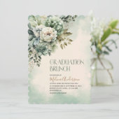 Invitation Boho Beige Vert Fleurs or aquarelle graduat (Debout devant)