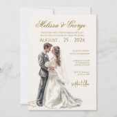 Invitation Boho beige with bride Wedding (Devant)