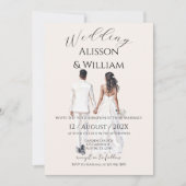 Invitation Boho beige with bride Wedding (Devant)